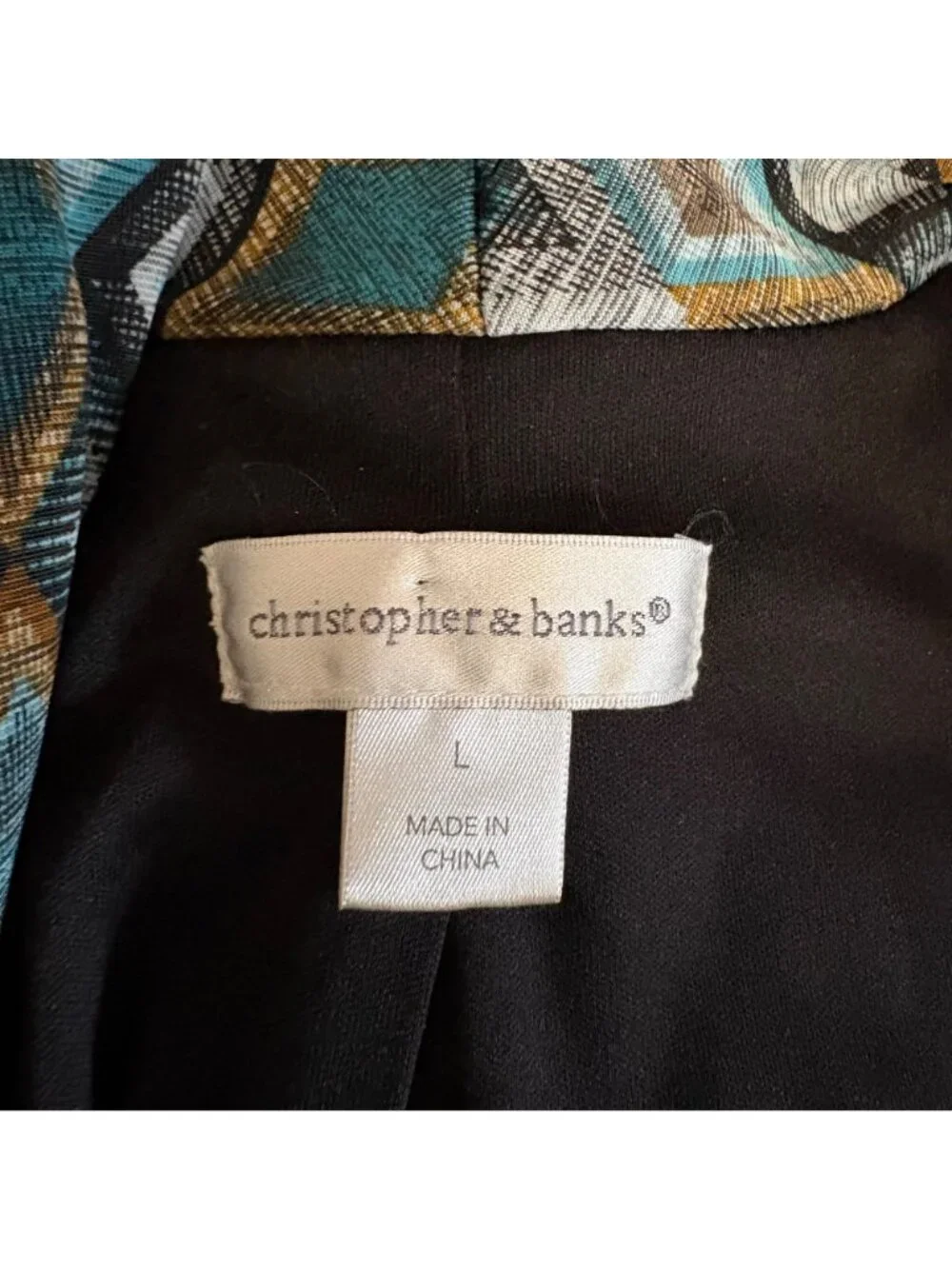 Christopher and Banks Blazer Womens Size Large Diamond Pattern Open Front Jacket